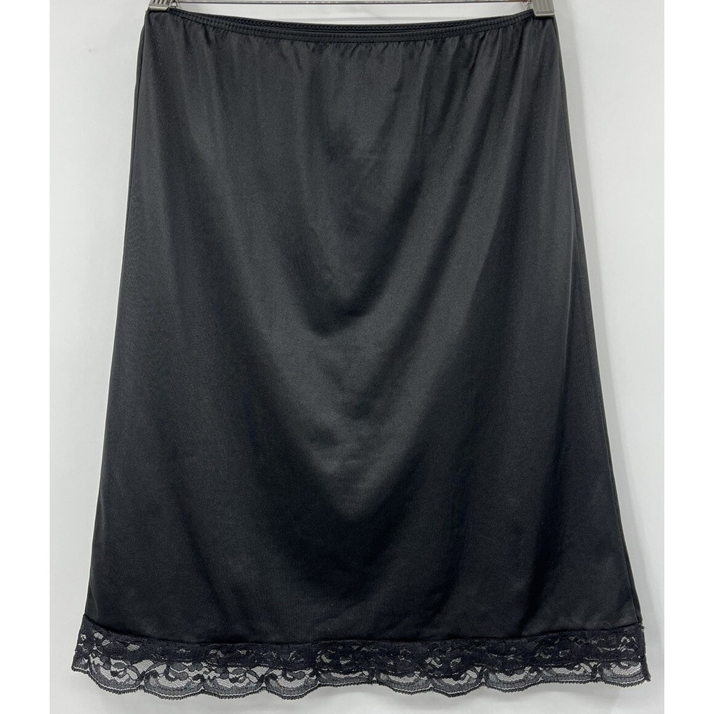 Vintage Movie Star Half Slip Black Silky Nylon And Lace Size Small USA Made